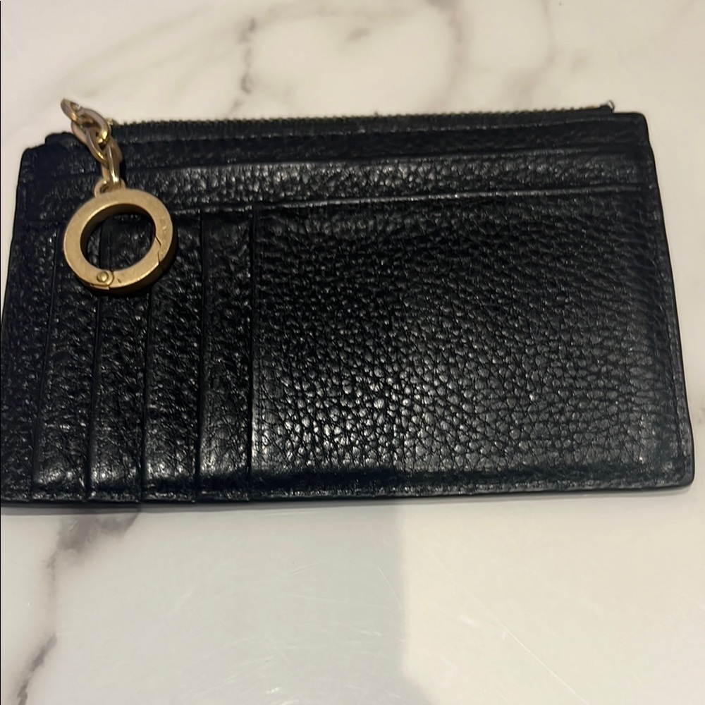 Kate Spade Saturday black Leather Card Holder with key ring